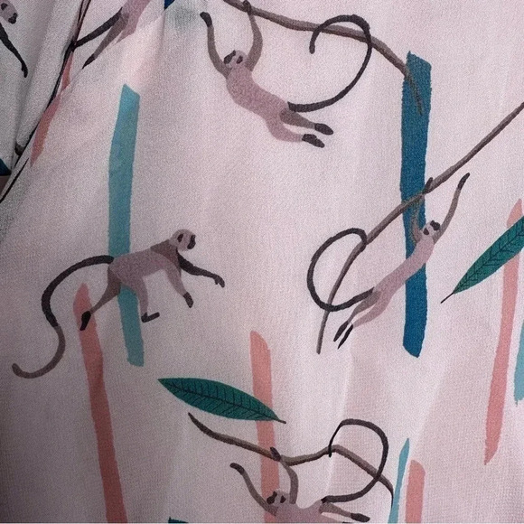 Emily and Fin ModCloth Monkey Around Town Blouse Size Large - Picture 6 of 11